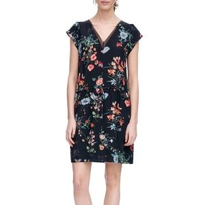 Rebecca Taylor MEADOW FLORAL V-NECK SILK DRESS/0